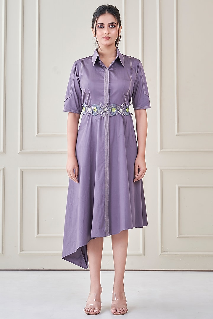 Mauve Premium Cotton Shirt Summer Dress by Ojasvini at Pernia's Pop Up Shop