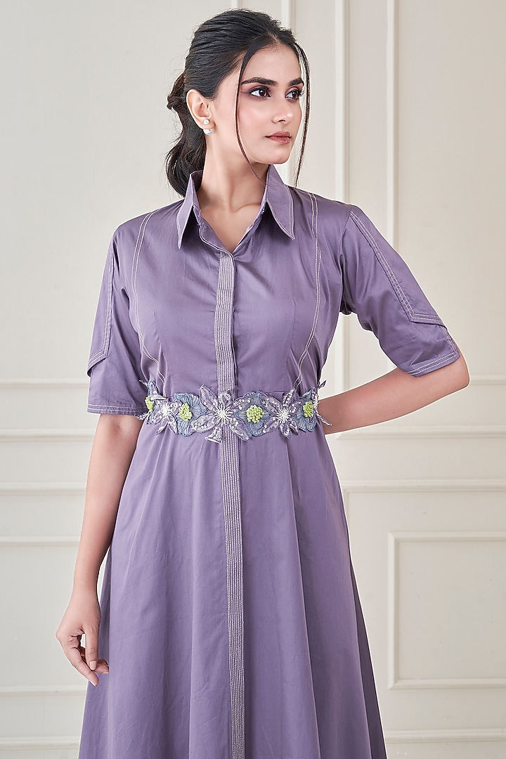 Mauve Premium Cotton Shirt Summer Dress by Ojasvini at Pernia's Pop Up Shop
