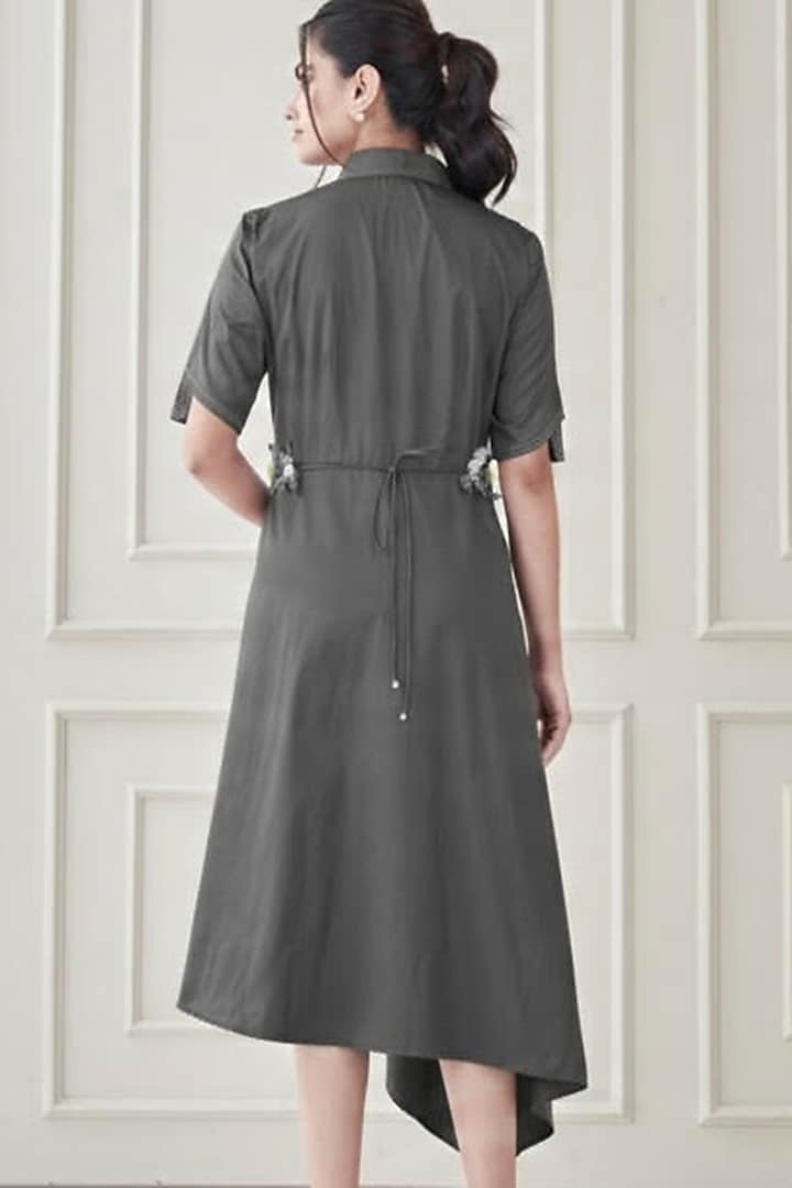 Grey Premium Cotton Shirt Summer Dress by Ojasvini at Pernia's Pop Up Shop