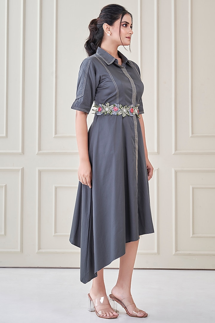 Grey Premium Cotton Shirt Summer Dress by Ojasvini at Pernia's Pop Up Shop