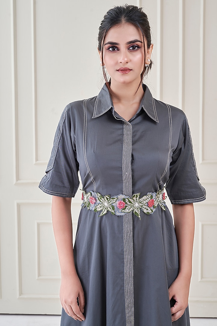 Grey Premium Cotton Shirt Summer Dress by Ojasvini at Pernia's Pop Up Shop