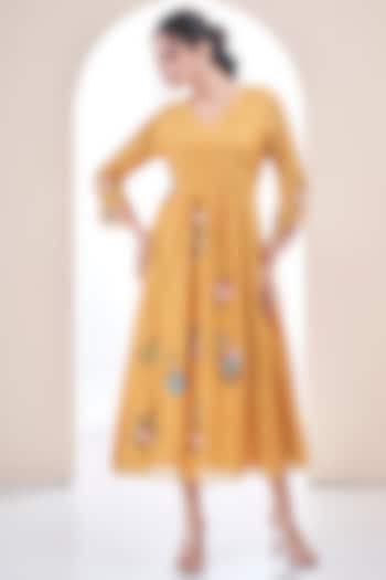 Mango Mul Chanderi Embroidered Summer Dress by Ojasvini at Pernia's Pop Up Shop