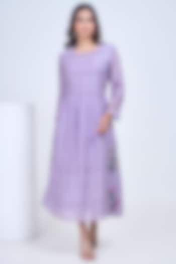 Lilac Malai Chanderi Hand Embroidered Summer Dress by Ojasvini at Pernia's Pop Up Shop