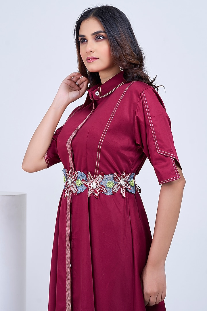 Marcella Premium Cotton Hand Embroidered Summer Shirt Dress by Ojasvini at Pernia's Pop Up Shop
