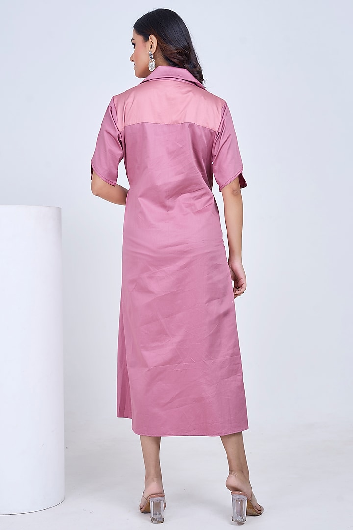 Pink Premium Cotton Hand-Painted Summer Dress by Ojasvini at Pernia's Pop Up Shop
