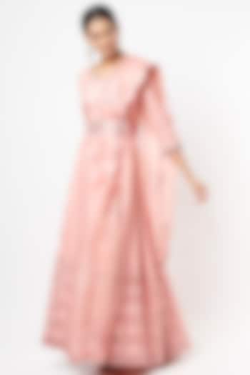 Baby Pink Embroidered Wedding Anarkali Set by Ojasvini at Pernia's Pop Up Shop