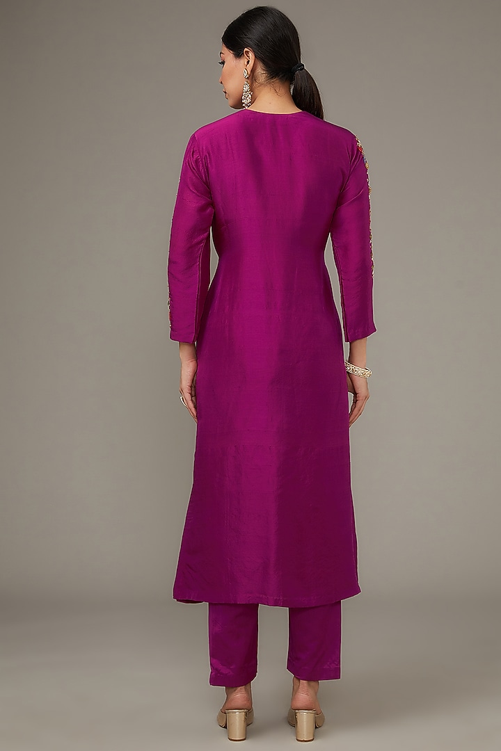 Purple Organza Embroidered Kurta Set by Ojasvini at Pernia's Pop Up Shop
