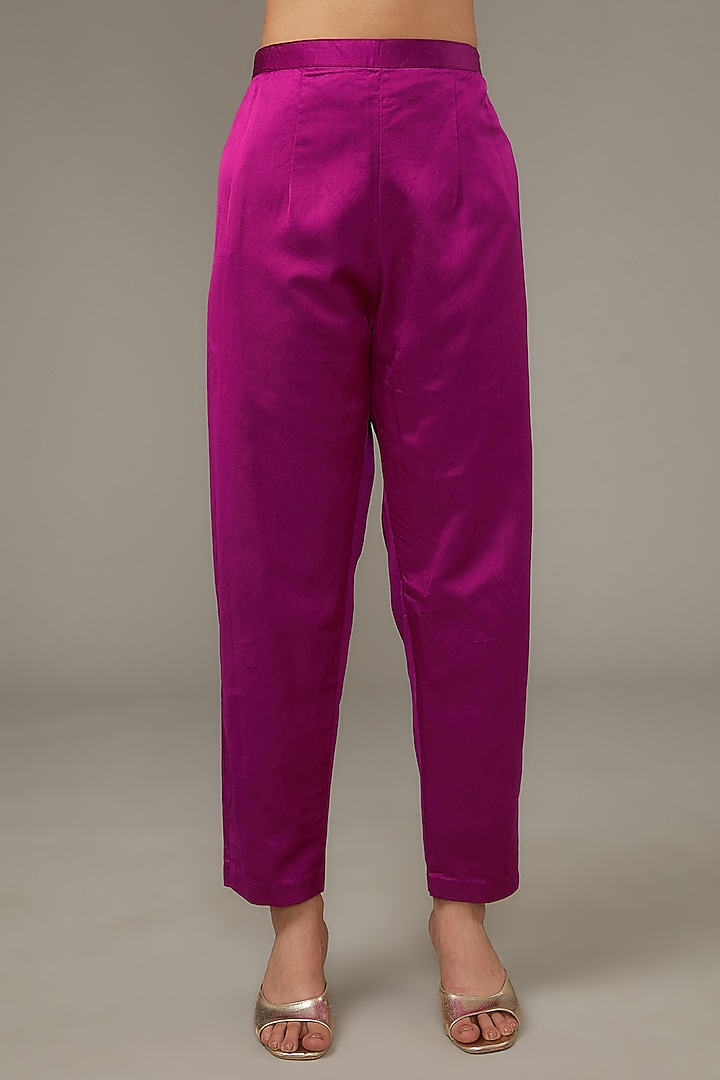 Purple Organza Embroidered Kurta Set by Ojasvini at Pernia's Pop Up Shop