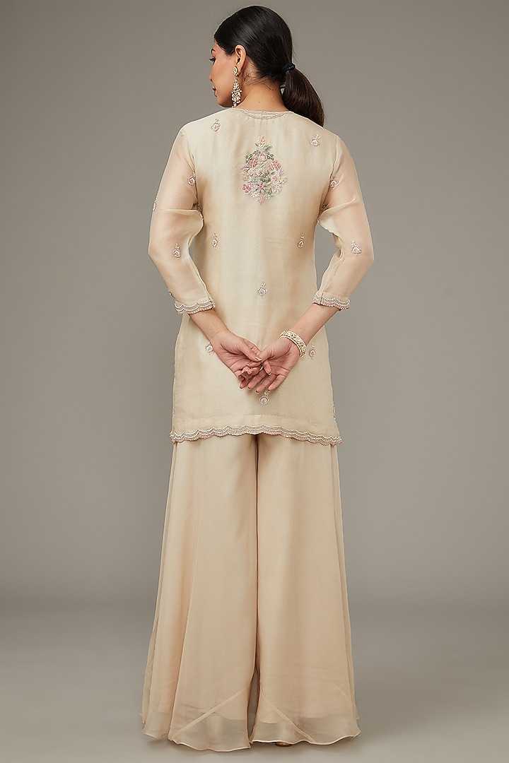 Ivory Organza Wedding Sharara Set by Ojasvini at Pernia's Pop Up Shop