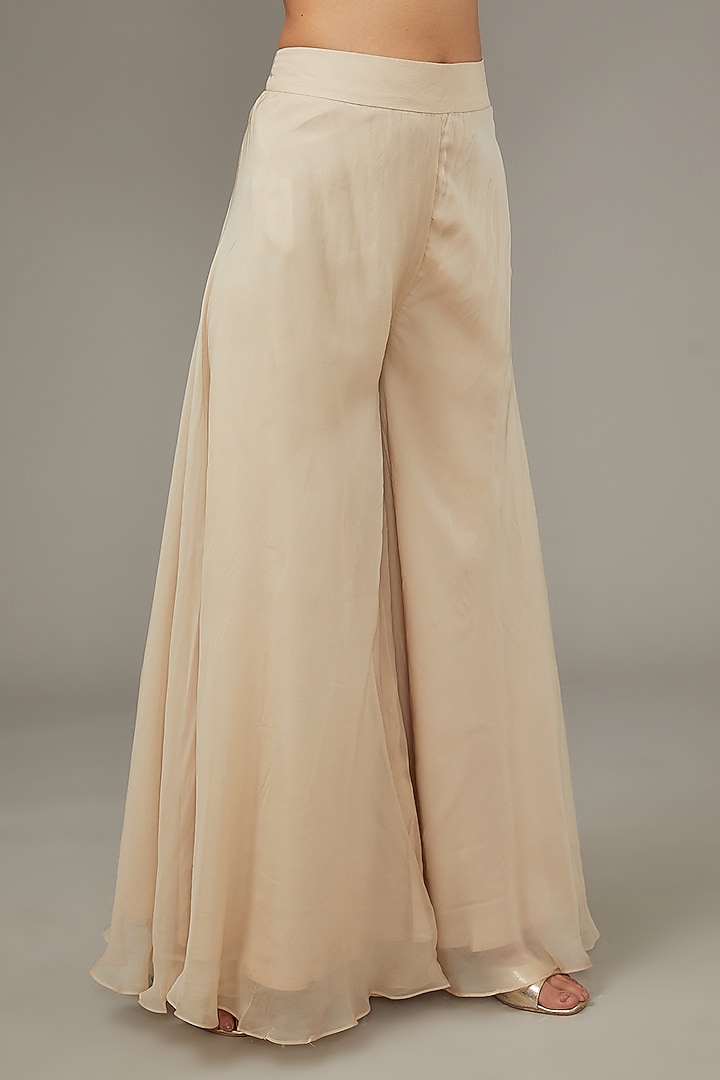 Ivory Organza Wedding Sharara Set by Ojasvini at Pernia's Pop Up Shop
