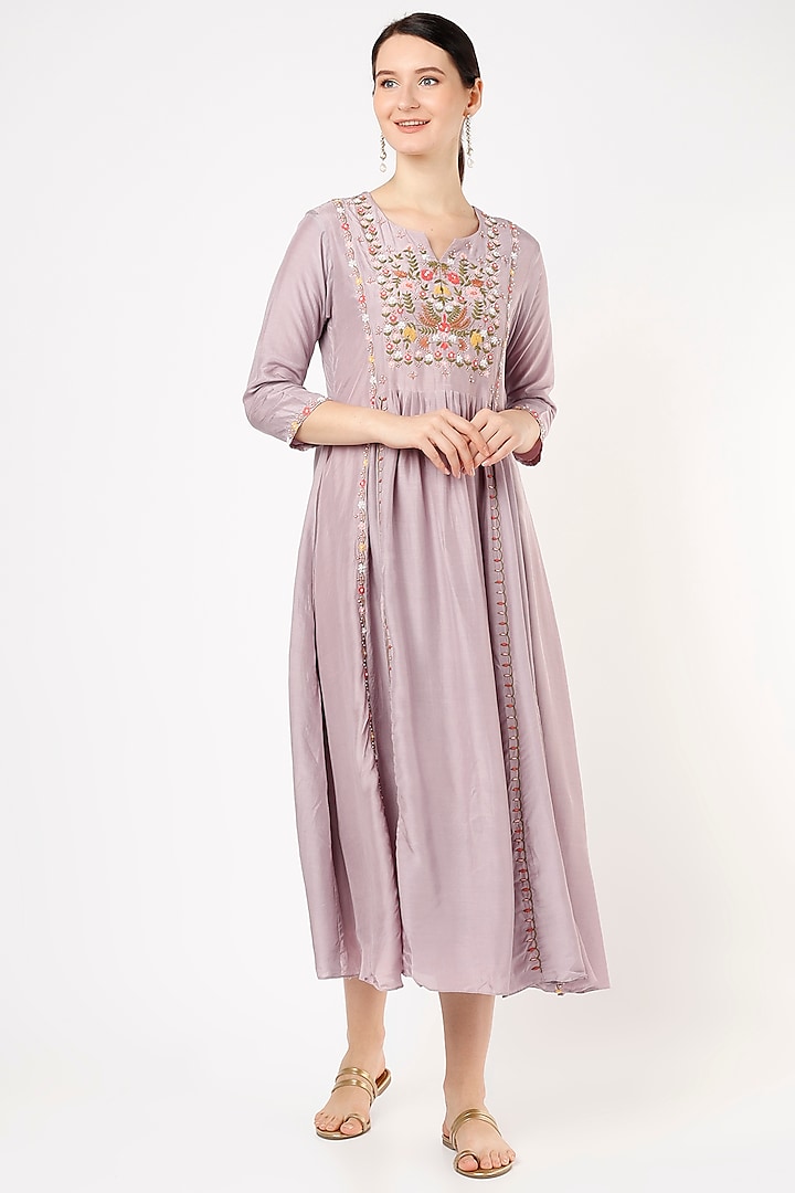 Lavender Embroidered Tunic by Ojasvini
