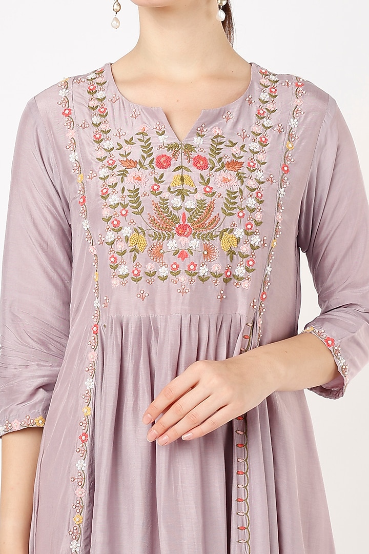 Lavender Embroidered Tunic by Ojasvini at Pernia's Pop Up Shop