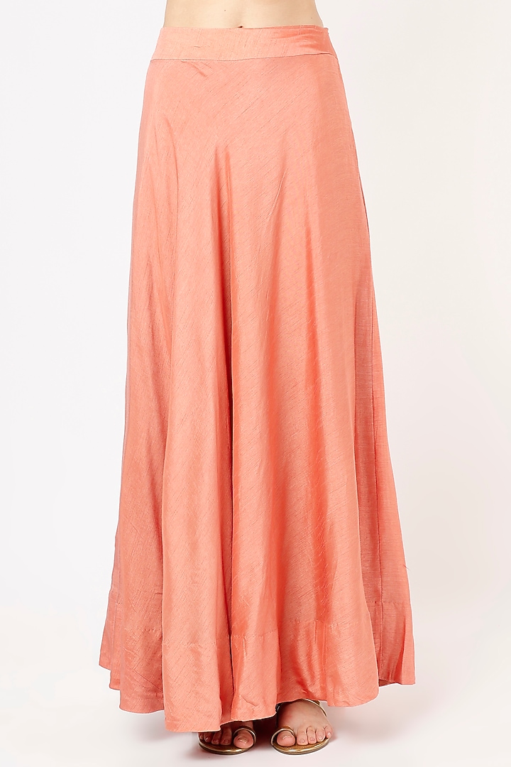 Peach Silk Draped Wedding Lehenga Set by Ojasvini at Pernia's Pop Up Shop