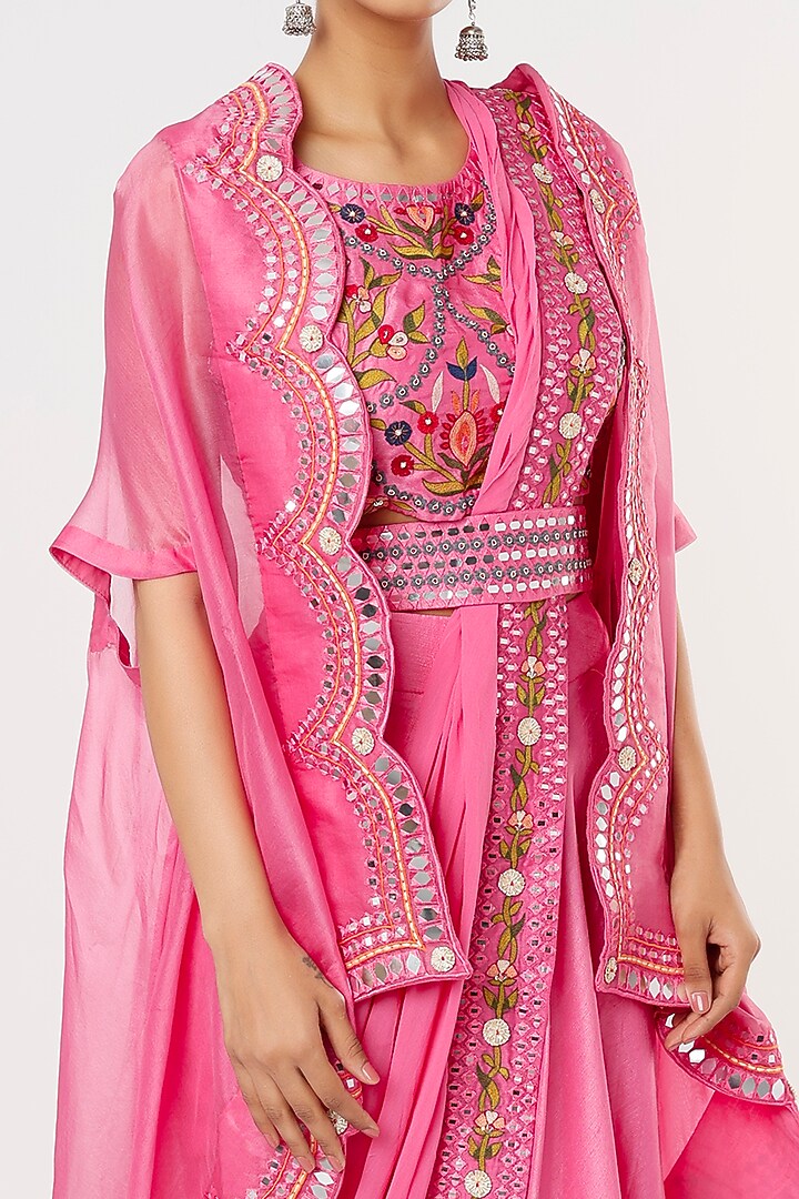 Pink Silk Skirt Set by Ojasvini at Pernia's Pop Up Shop