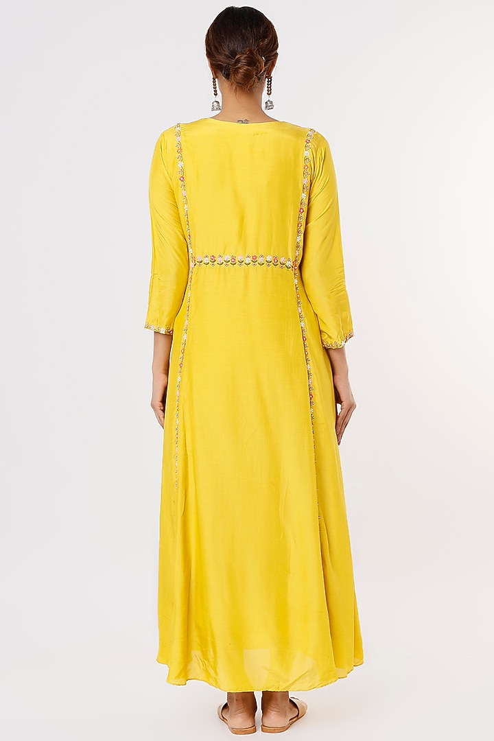 Mustard Embroidered Tunic by Ojasvini at Pernia's Pop Up Shop