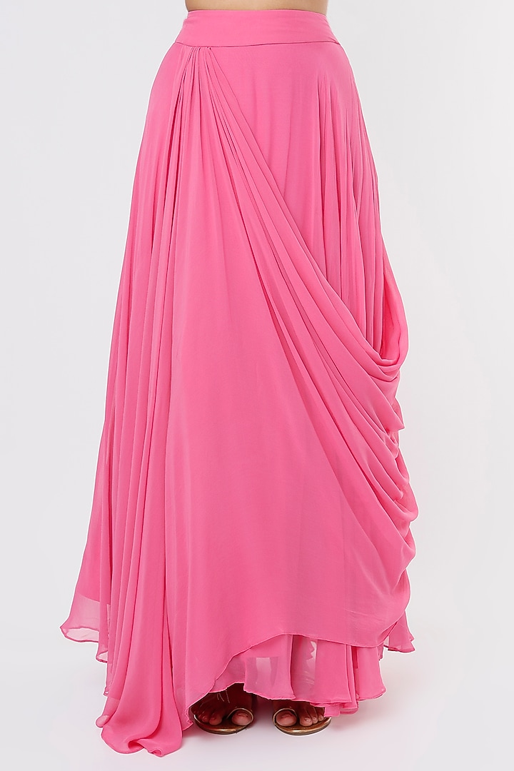 Pink Organza & Georgette Embellished Jacket Wedding Lehenga Set by Ojasvini at Pernia's Pop Up Shop