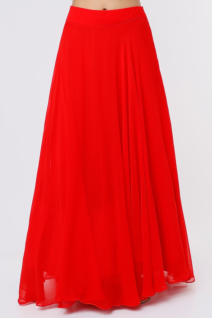 Red Georgette Jacket Wedding Lehenga Set
by Ojasvini at Pernia's Pop Up Shop
