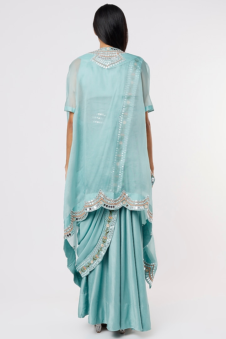 Teal Blue Silk Wedding Lehenga Set by Ojasvini at Pernia's Pop Up Shop