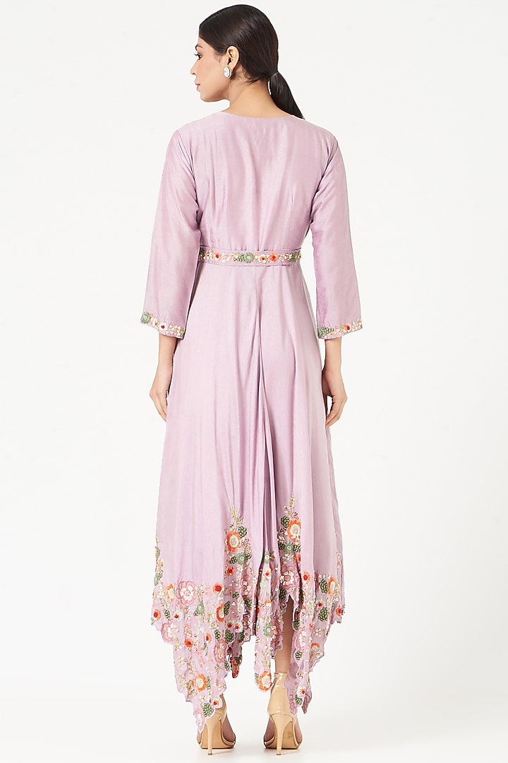Lilac Silk Tunic With Belt by Ojasvini at Pernia's Pop Up Shop