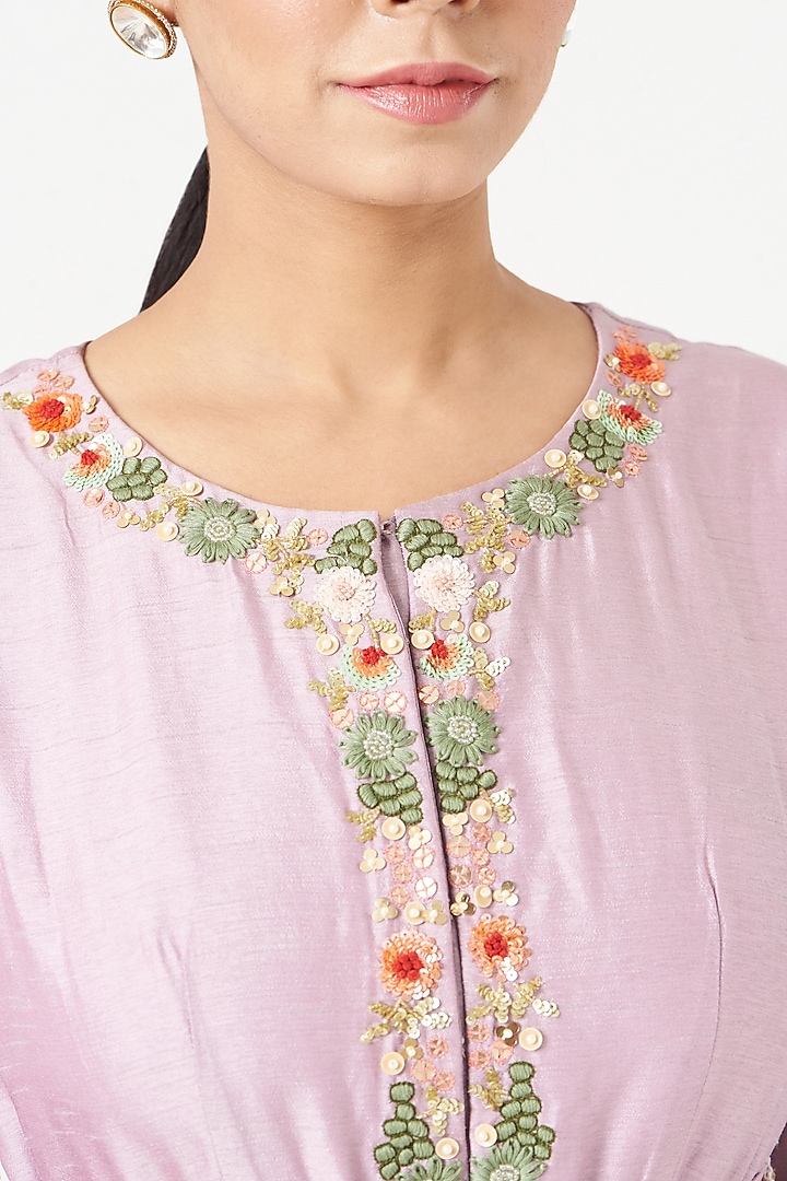 Lilac Silk Tunic With Belt by Ojasvini at Pernia's Pop Up Shop