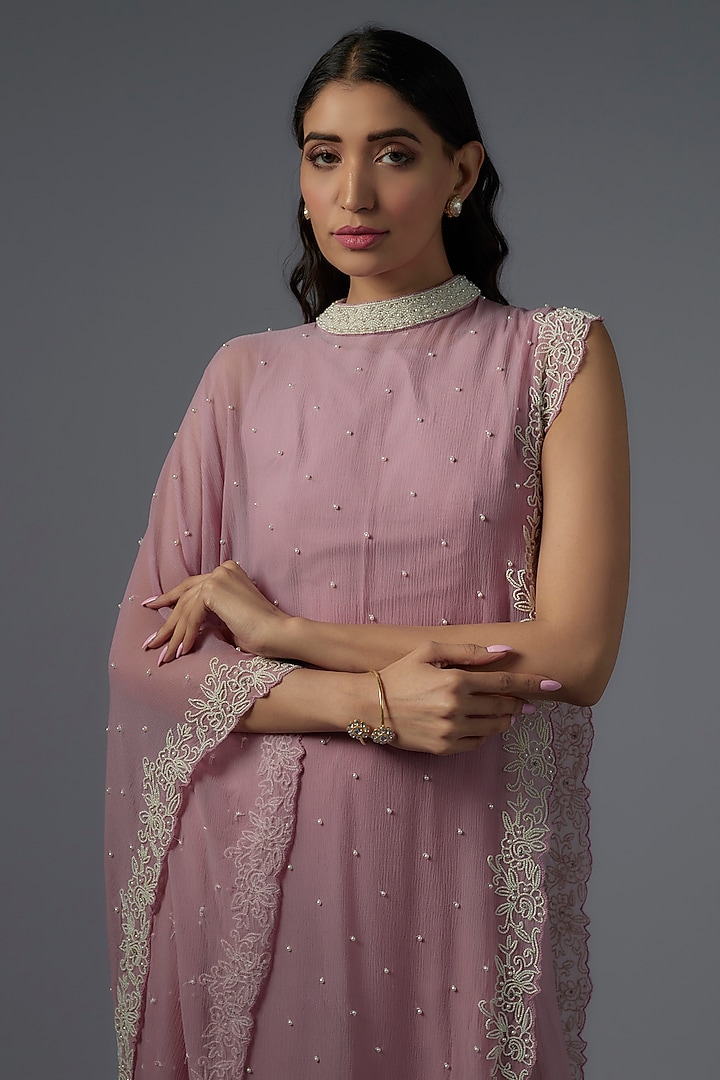Pink Chiffon Co-Ord Set by Ojasvini at Pernia's Pop Up Shop