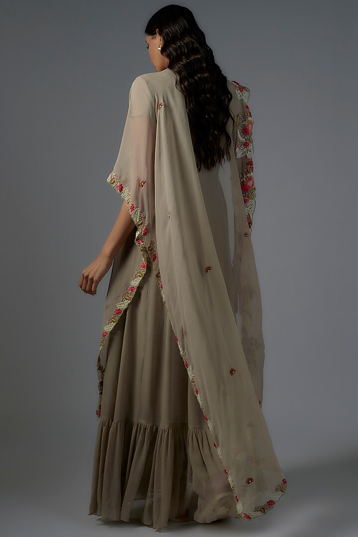 Grey Chiffon Cape by Ojasvini at Pernia's Pop Up Shop