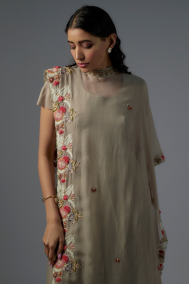 Grey Chiffon Cape by Ojasvini at Pernia's Pop Up Shop
