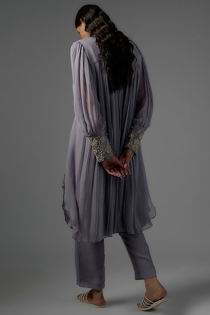 Purple Chiffon Embroidered Co-Ord Set by Ojasvini at Pernia's Pop Up Shop