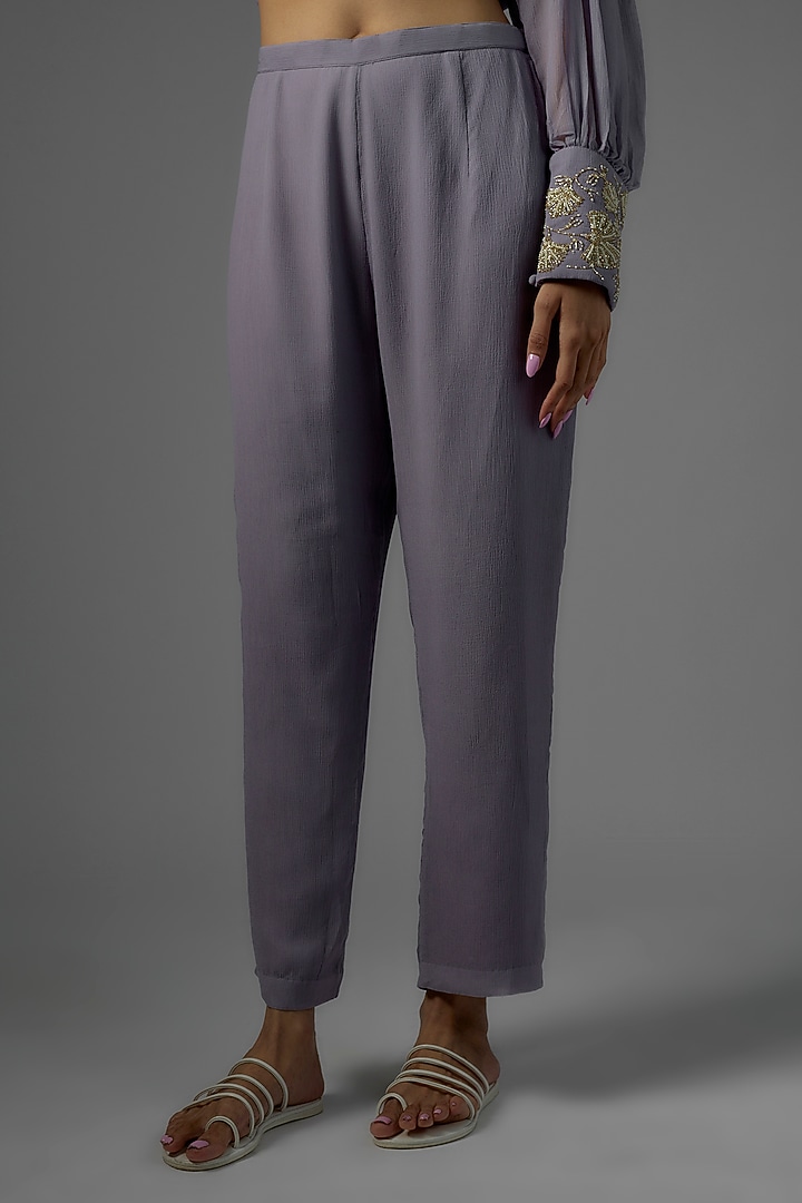 Purple Chiffon Embroidered Co-Ord Set by Ojasvini at Pernia's Pop Up Shop