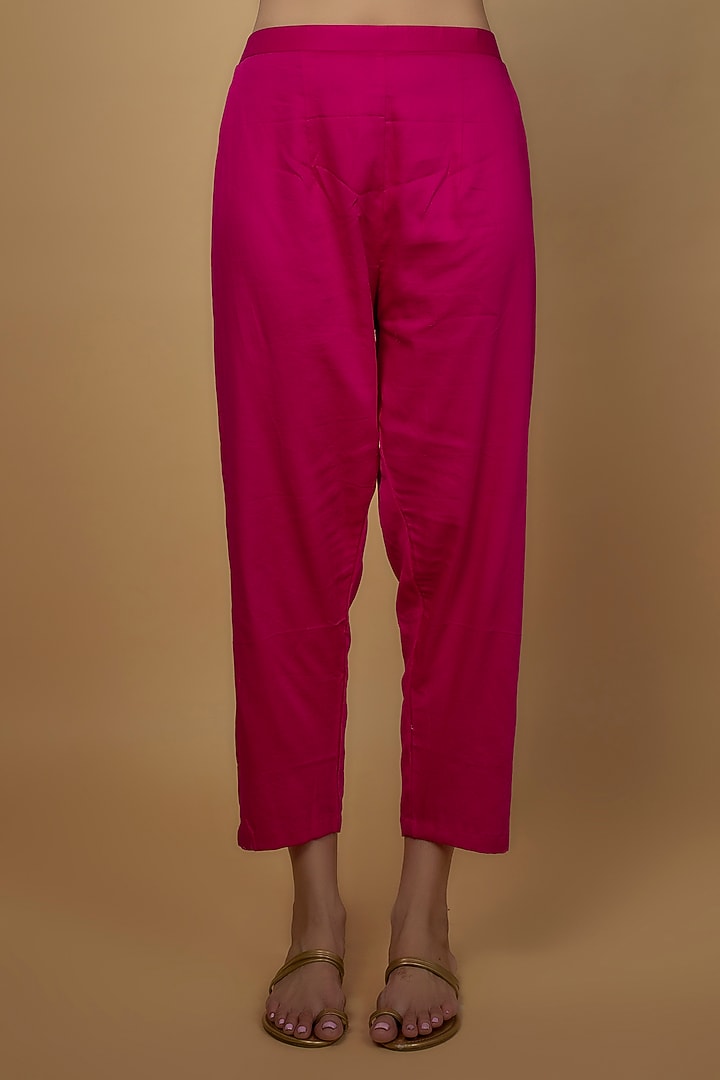 Pink Organza Chanderi Cotton Satin Embroidered Kurta Set by Ojasvini at Pernia's Pop Up Shop