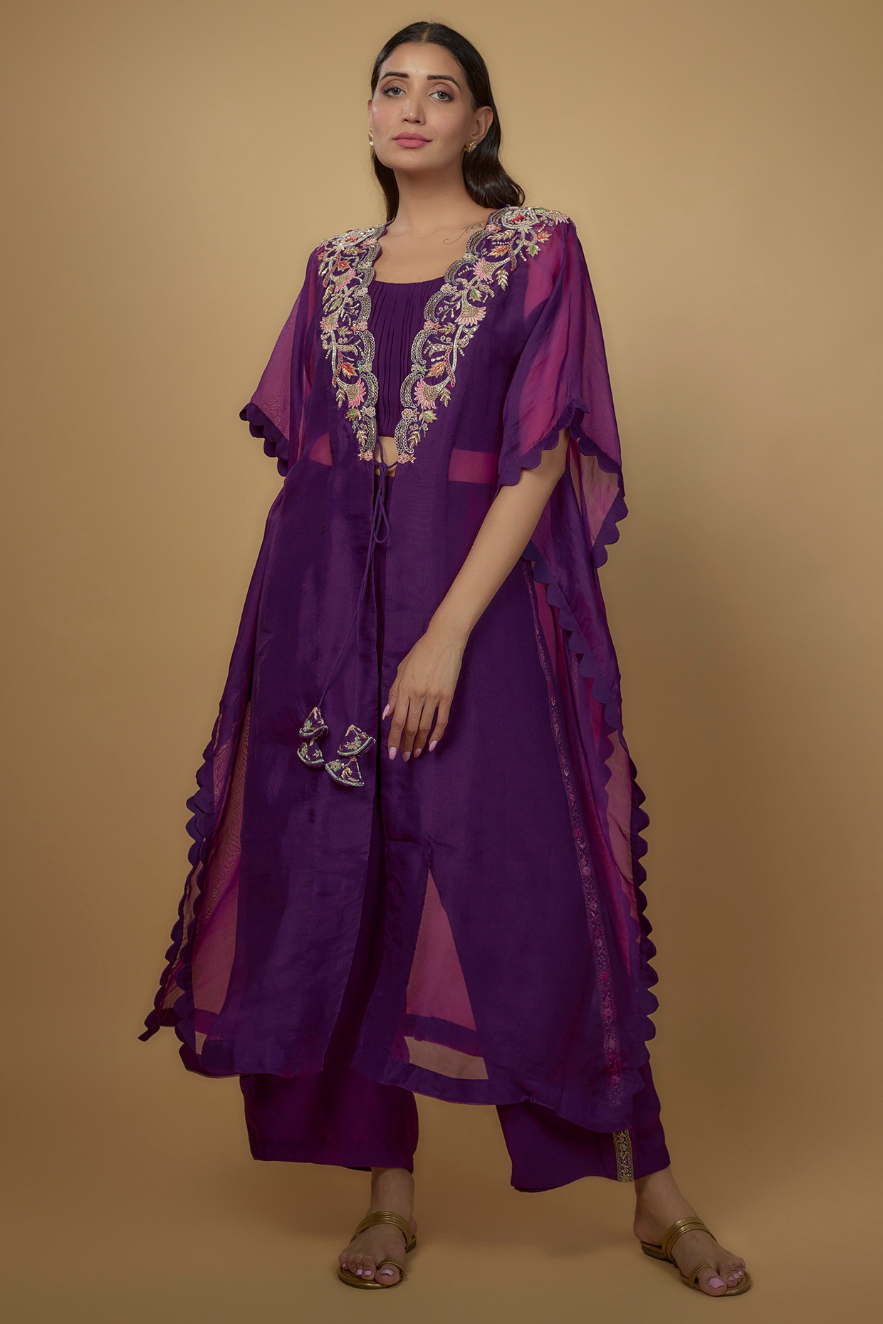 Evara Organza Cape Set