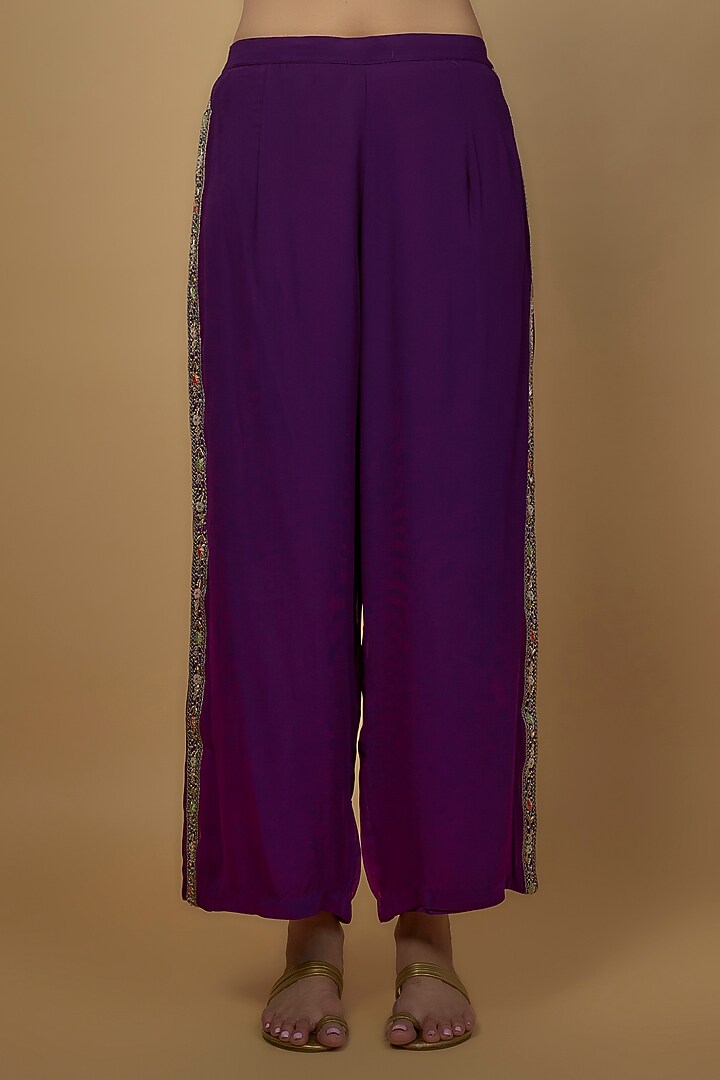Purple Organza Embroidered Cape Set by Ojasvini at Pernia's Pop Up Shop