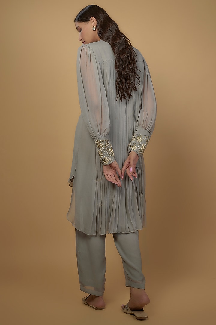Grey Chiffon Co-Ord Set by Ojasvini at Pernia's Pop Up Shop
