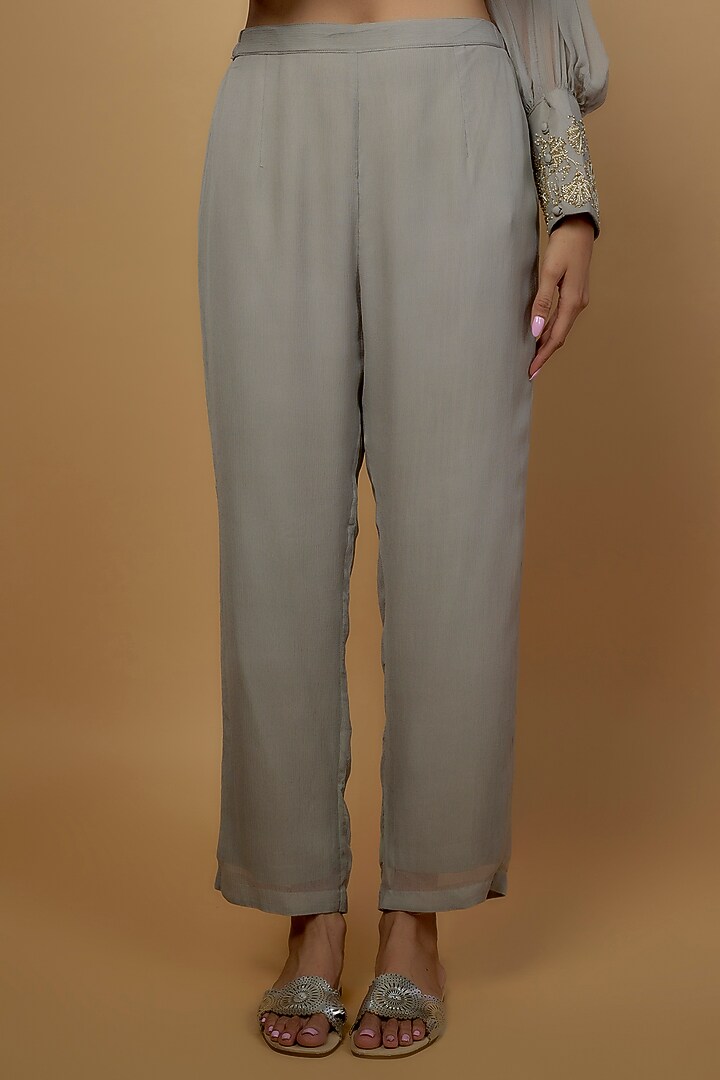 Grey Chiffon Co-Ord Set by Ojasvini at Pernia's Pop Up Shop