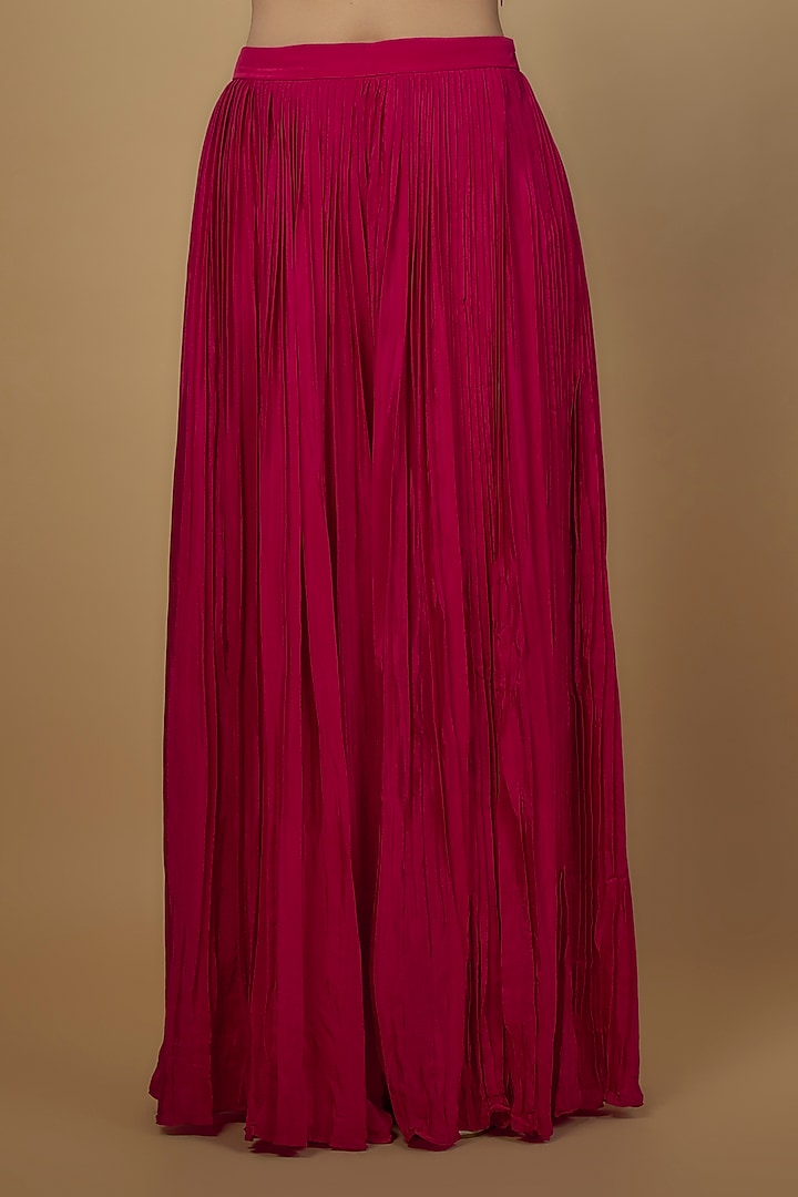 Red Organza & Natural Crepe Embroidered Cape Set by Ojasvini at Pernia's Pop Up Shop