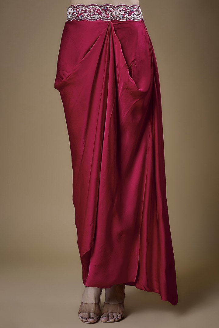 Pink Pure Organza & Heavy Satin Embroidered Cape Set by Ojasvini at Pernia's Pop Up Shop