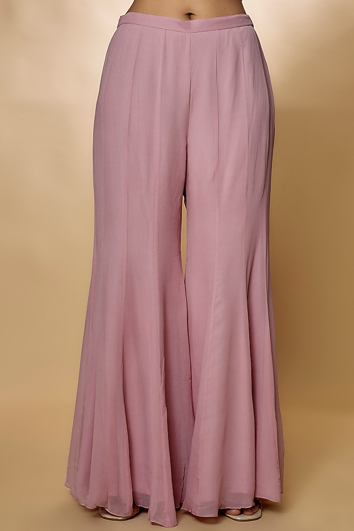Pink Pure Organza Embroidered Jacket Set by Ojasvini at Pernia's Pop Up Shop