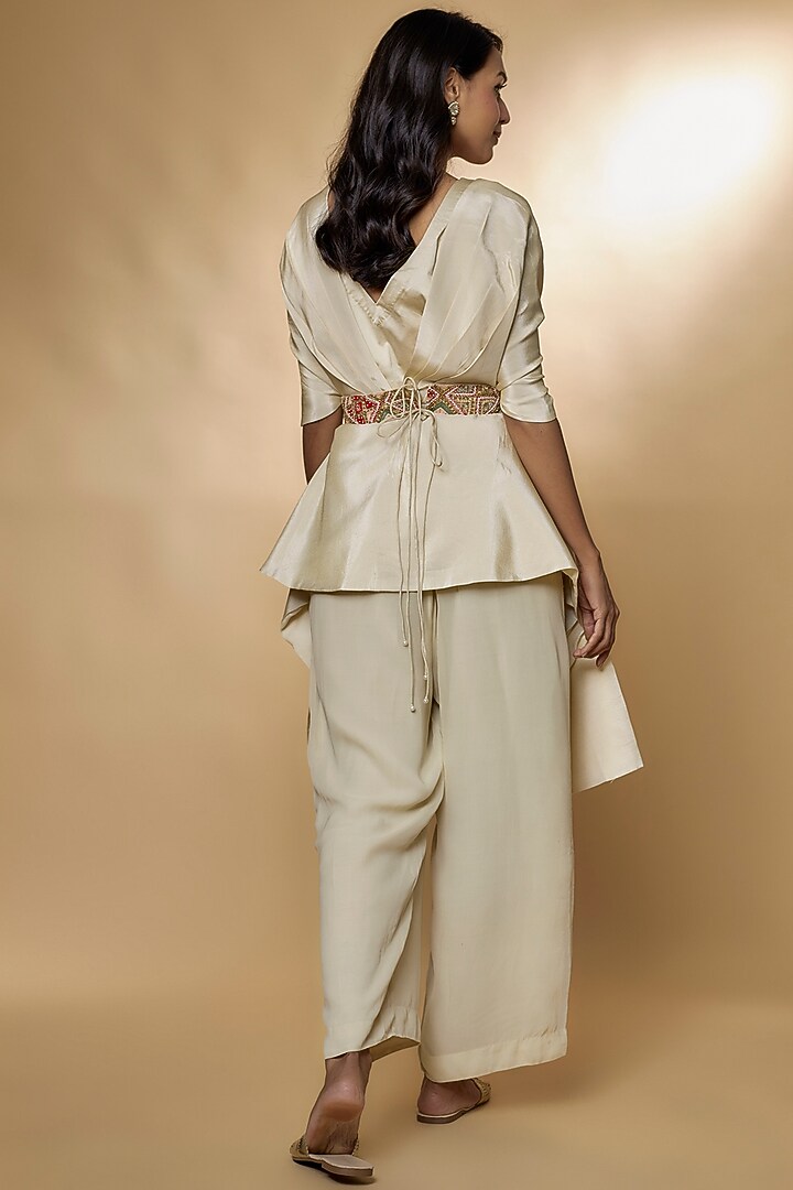 Ivory Georgette Embroidered Co-Ord Set by Ojasvini at Pernia's Pop Up Shop