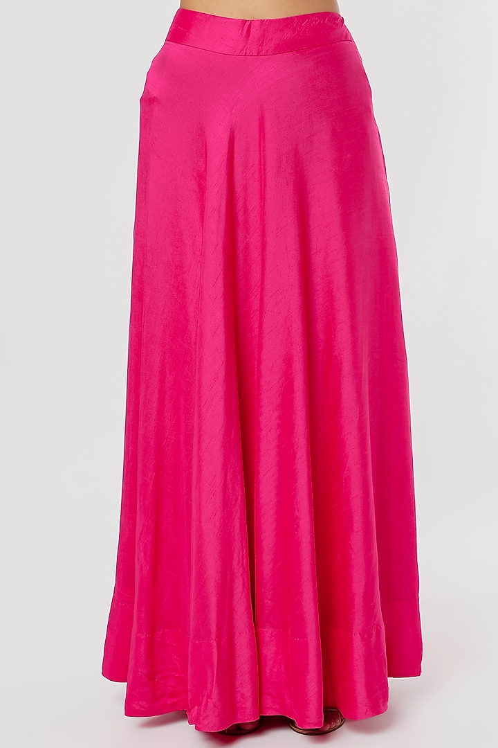 Fuchsia Silk Embroided Lehenga Set