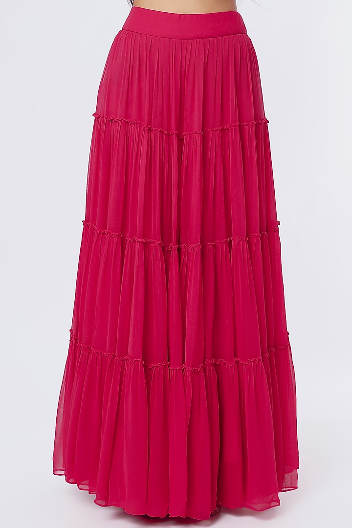 Cherry Red Embroidered Kurta Set by Ojasvini at Pernia's Pop Up Shop