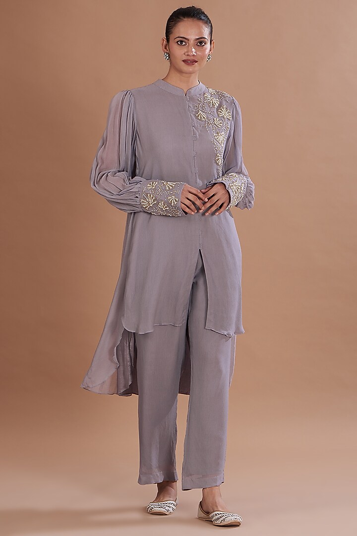 Purple Chiffon Co-Ord Set by Ojasvini at Pernia's Pop Up Shop