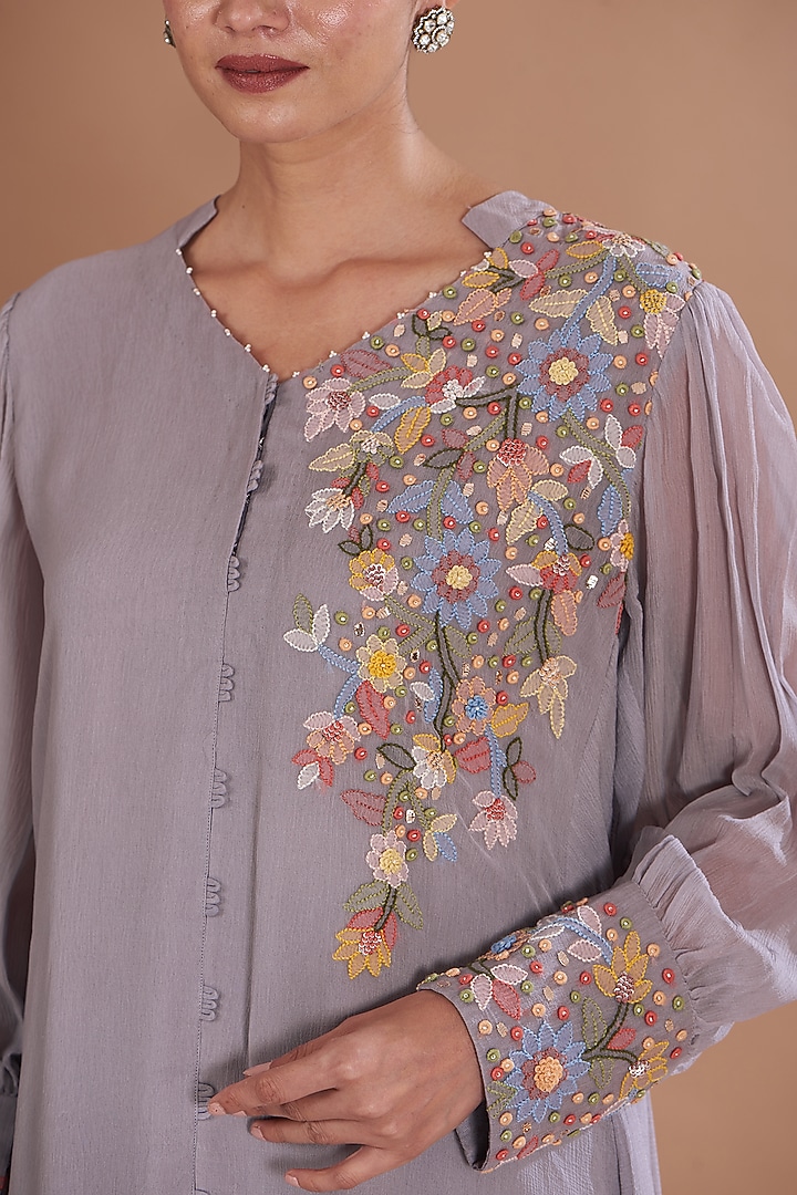 Purple Chiffon Co-Ord Set by Ojasvini at Pernia's Pop Up Shop