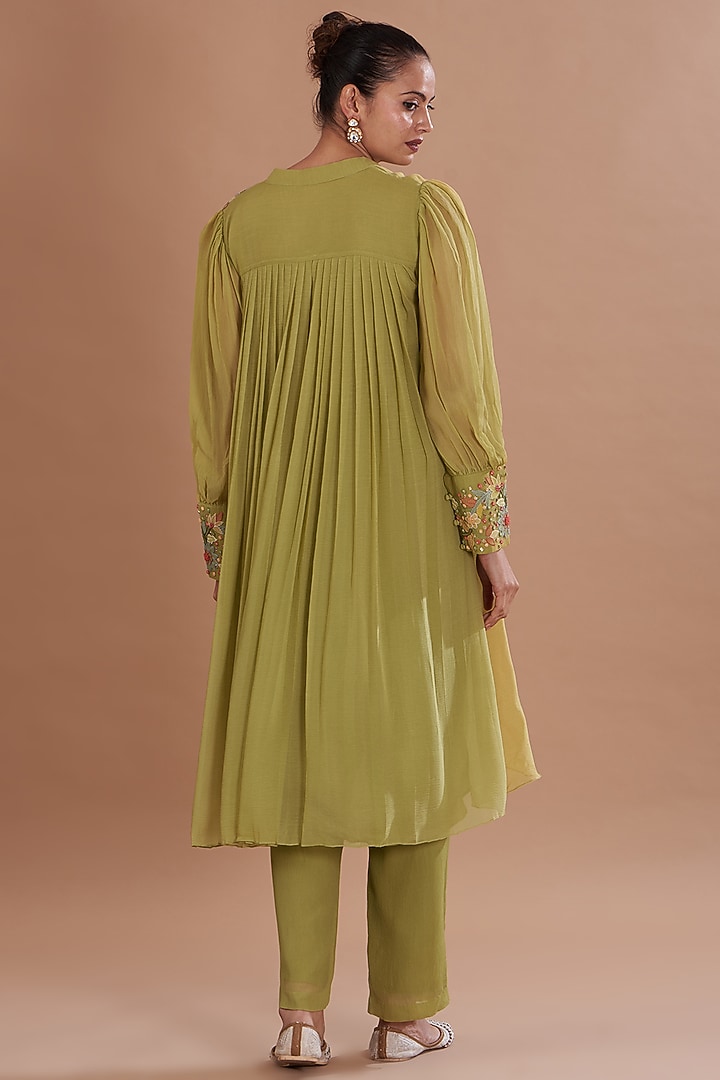 Green Chiffon Co-Ord Set by Ojasvini at Pernia's Pop Up Shop