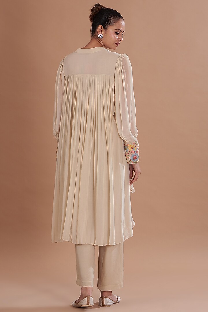 Ivory Chiffon Co-Ord Set by Ojasvini at Pernia's Pop Up Shop