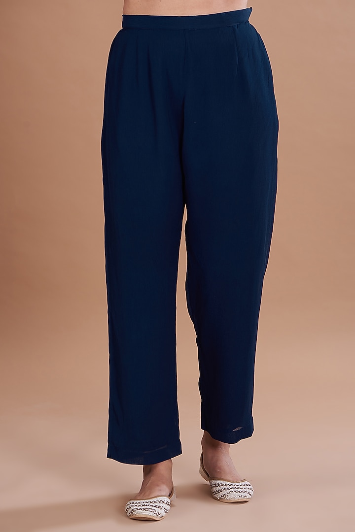 Navy Blue Chiffon Co-Ord Set by Ojasvini at Pernia's Pop Up Shop
