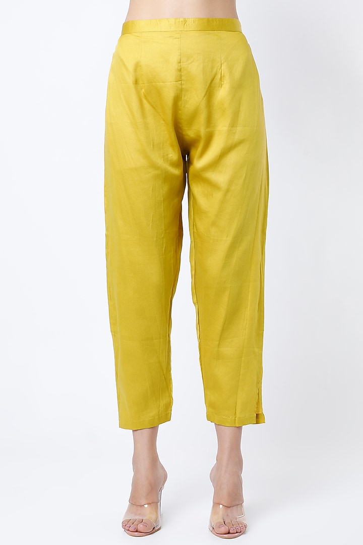 Yellow Hand Embroidered Kurta Set by Ojasvini at Pernia's Pop Up Shop