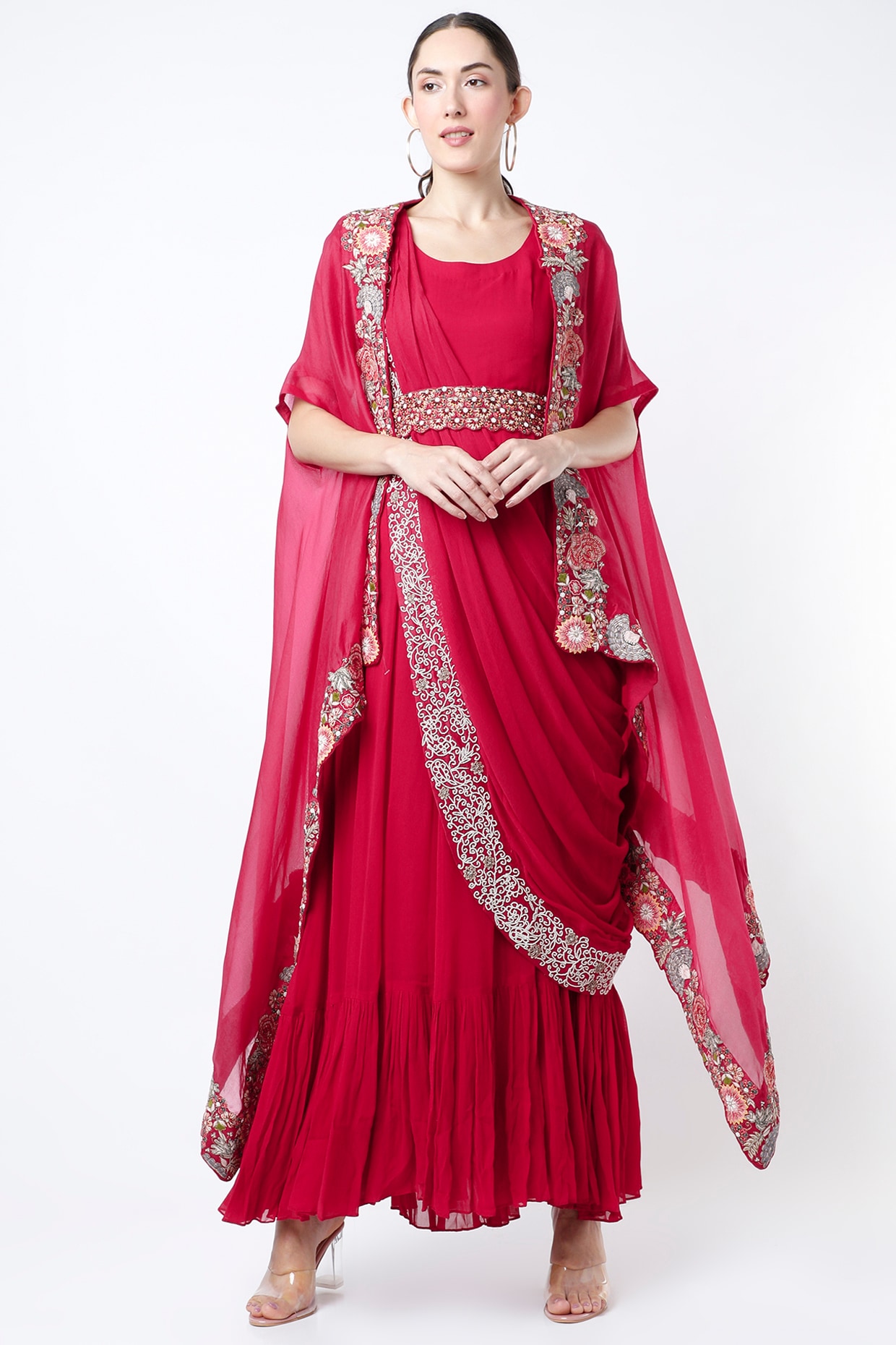 Red Bridal Wedding Designer Georgette Saree SFZ133503 – Siya Fashions