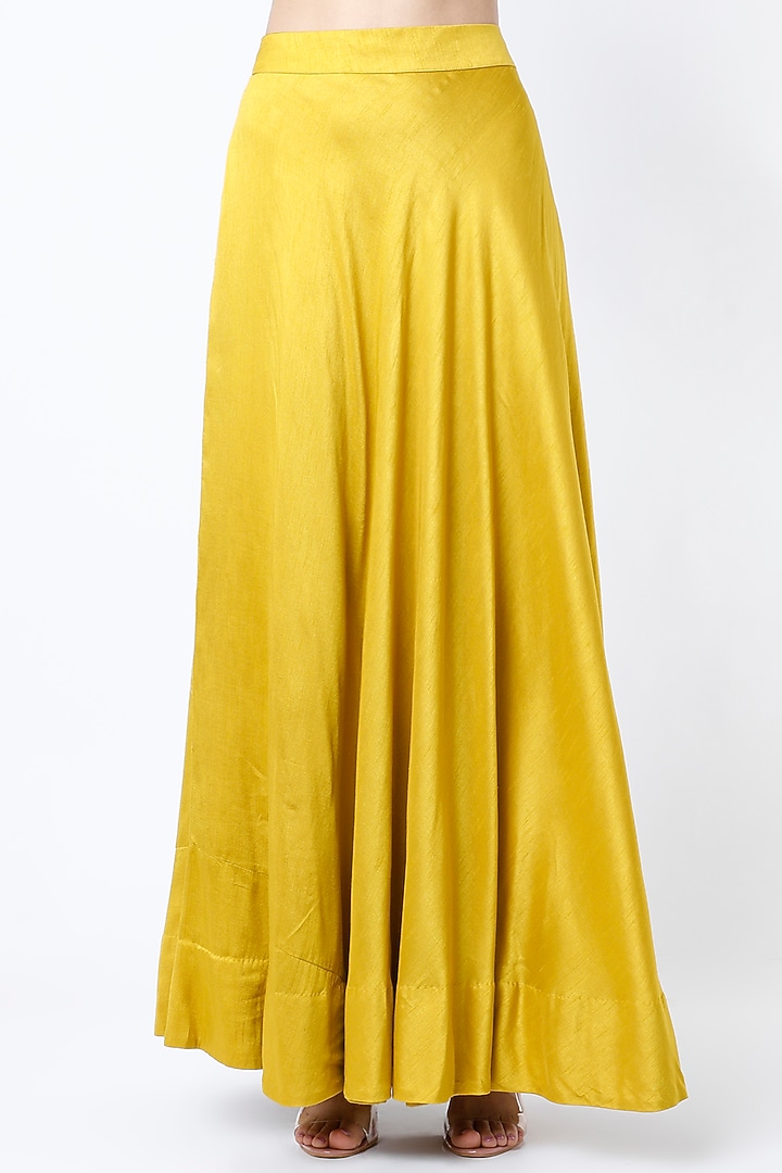 Yellow Draped Wedding Lehenga Set by Ojasvini at Pernia's Pop Up Shop