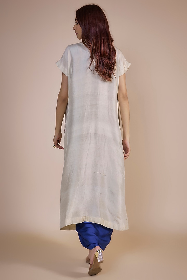 Ink Blue Satin Engagement Gown With Jacket by Ojasvini at Pernia's Pop Up Shop