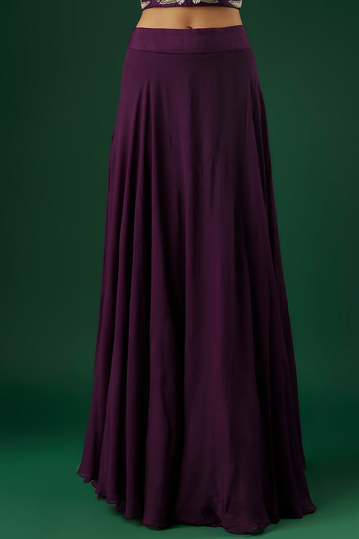 Purple Georgette Hand Embroidered Jacket Wedding Lehenga Set by Ojasvini at Pernia's Pop Up Shop